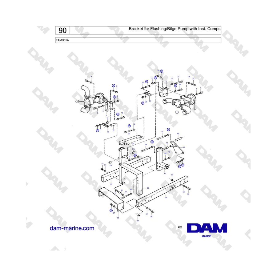 Volvo Penta TAMD61A - Soporte para bomba de lavado/achique con inst. comps 