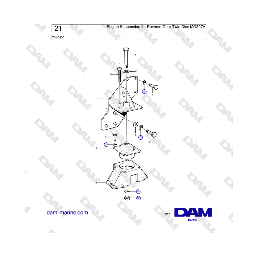Volvo Penta TAMD60C - Suspensión de motor para marcha atrás, doble disco MG507A 