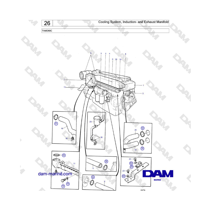 Volvo Penta TAMD60C - Sistema de refrigeración, colector de admisión y de escape