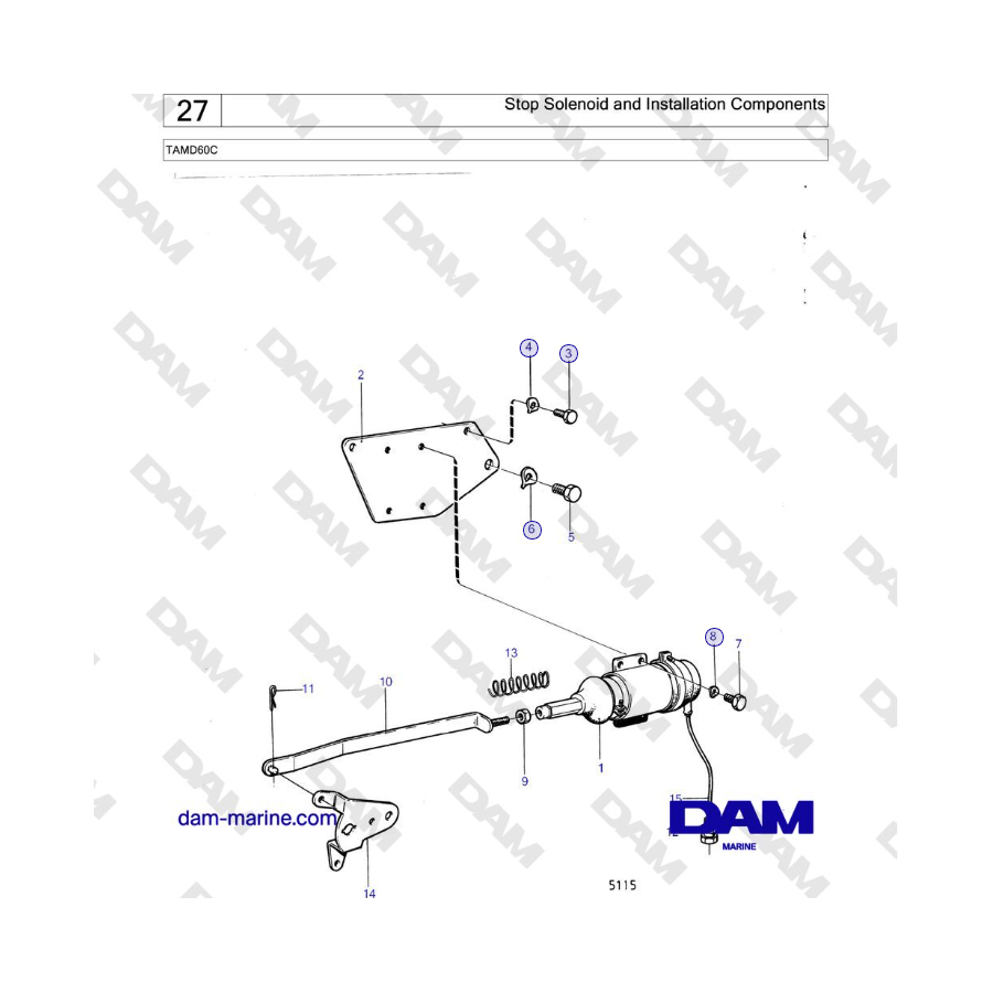 Volvo Penta TAMD60C - Solenoide de parada y componentes de instalación