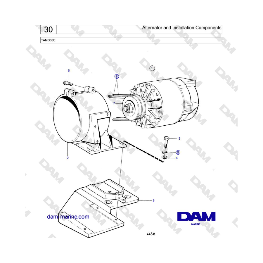Volvo Penta TAMD60C - Alternador y componentes de instalación 