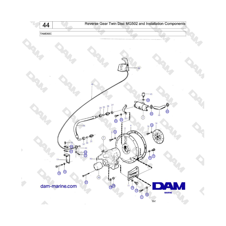 Volvo Penta TAMD60C - Invertitore Twin Disc MG502 e componenti di installazione