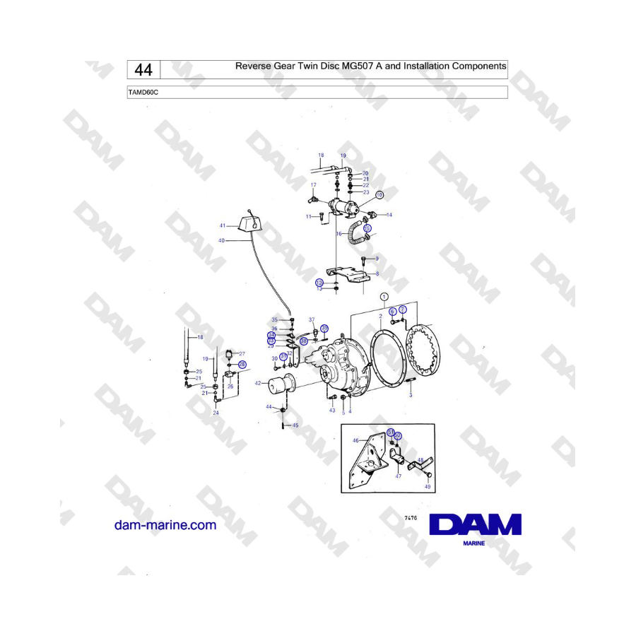 Volvo Penta TAMD60C - Reverse Gear Twin Disc MG507 A and Installation Components