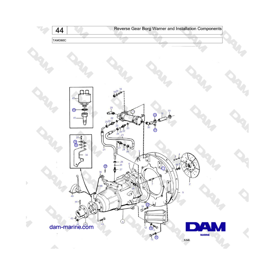Volvo Penta TAMD60C - Invertitore Borg Warner e componenti di installazione