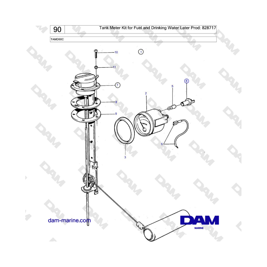 Volvo Penta TAMD60C - Kit de medición de tanques de combustible y agua potable (Prod. posterior: 828717)