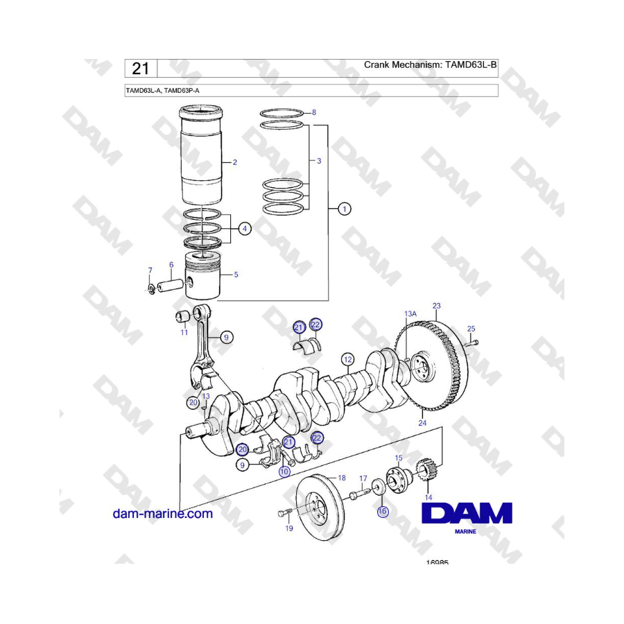 Volvo Penta TAMD63L-A, TAMD63P-A - Meccanismo a manovella: TAMD63L-B