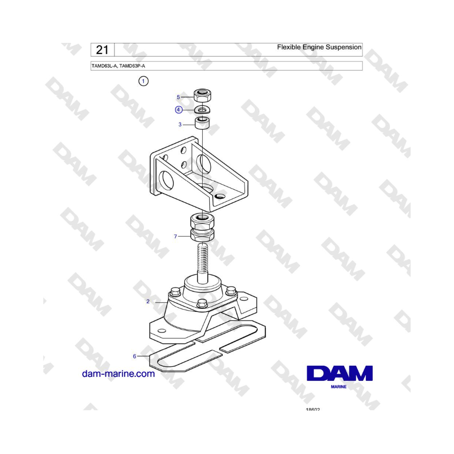 Volvo Penta TAMD63L-A, TAMD63P-A - Suspensión flexible del motor