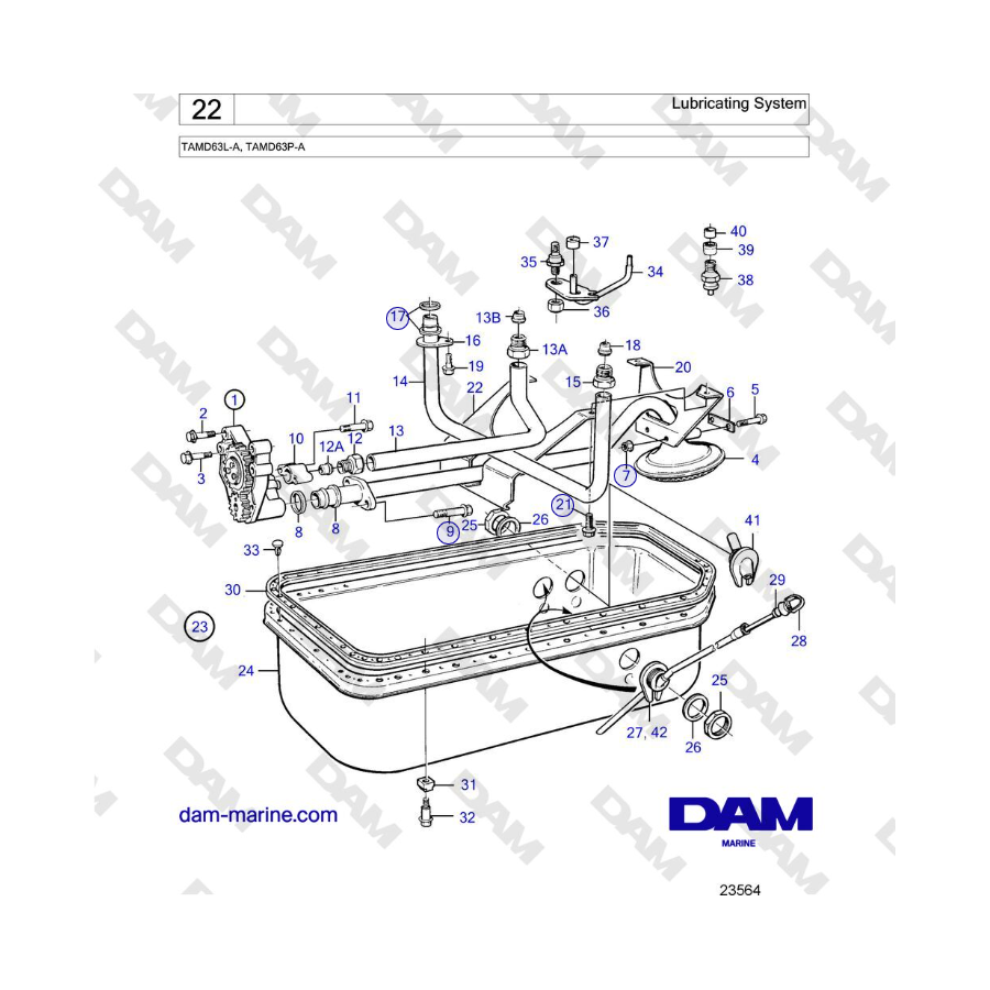 Volvo Penta TAMD63L-A, TAMD63P-A - Sistema de lubricación 