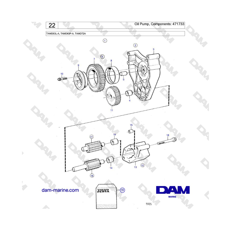 Volvo Penta TAMD63L-A, TAMD63P-A - Bomba de aceite, Componentes: 471733