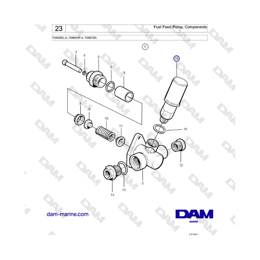 Volvo Penta TAMD63L-A, TAMD63P-A, TAMD72A - Fuel Feed Pump, Components