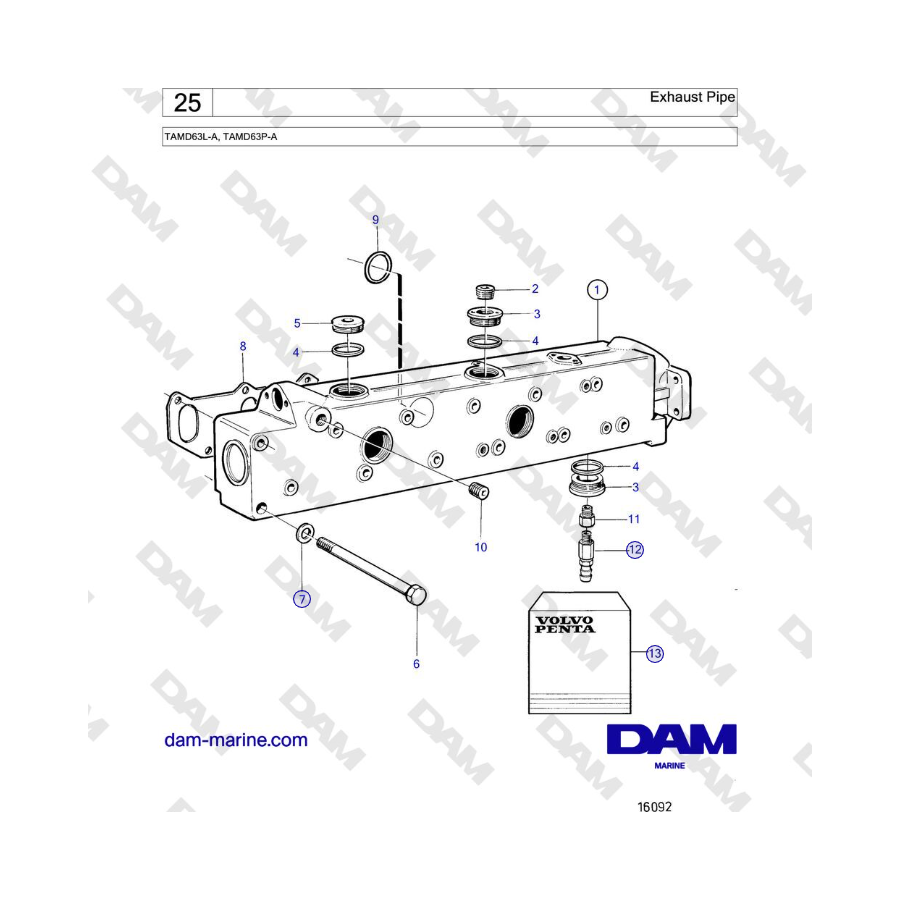 Volvo Penta TAMD63L-A, TAMD63P-A - Tubo de escape