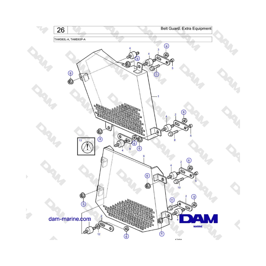 Volvo Penta TAMD63L-A, TAMD63P-A - Protector de correa. Equipo extra 
