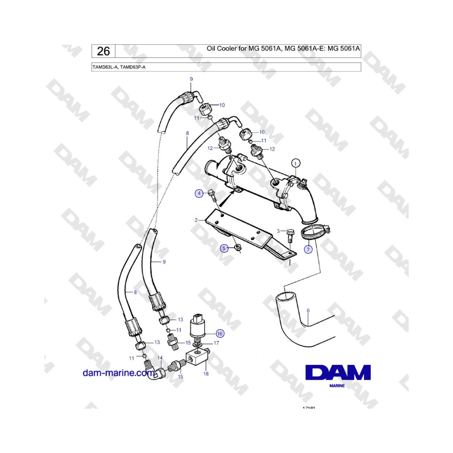 Volvo Penta TAMD63L-A, TAMD63P-A - Enfriador de aceite para MG 5061A, MG 5061A-E: MG 5061A 