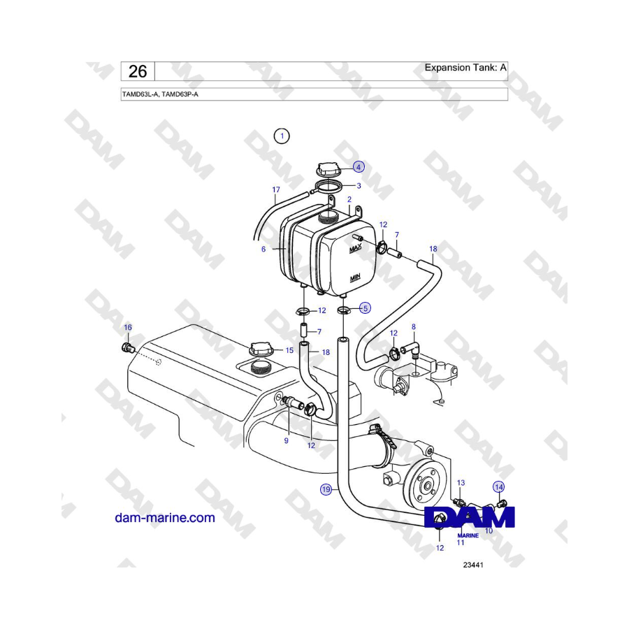 Volvo Penta TAMD63L-A, TAMD63P-A - Serbatoio di espansione: A