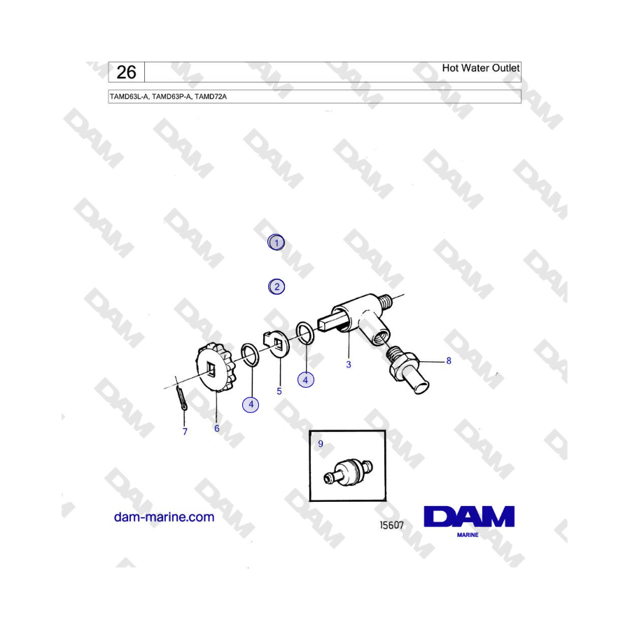 Volvo Penta TAMD63L-A, TAMD63P-A, TAMD72A - Hot Water Outlet