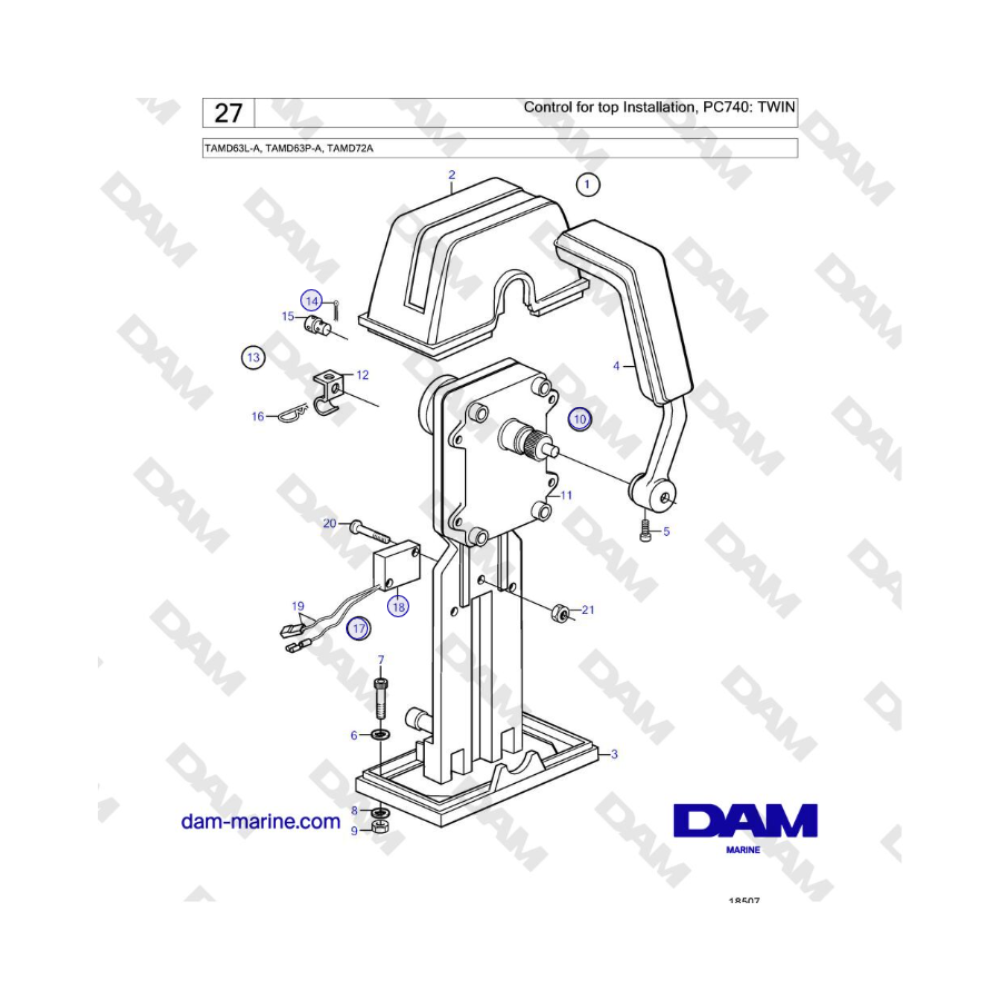 Volvo Penta TAMD63L-A, TAMD63P-A, TAMD72A - Control for top Installation, PC740: TWIN