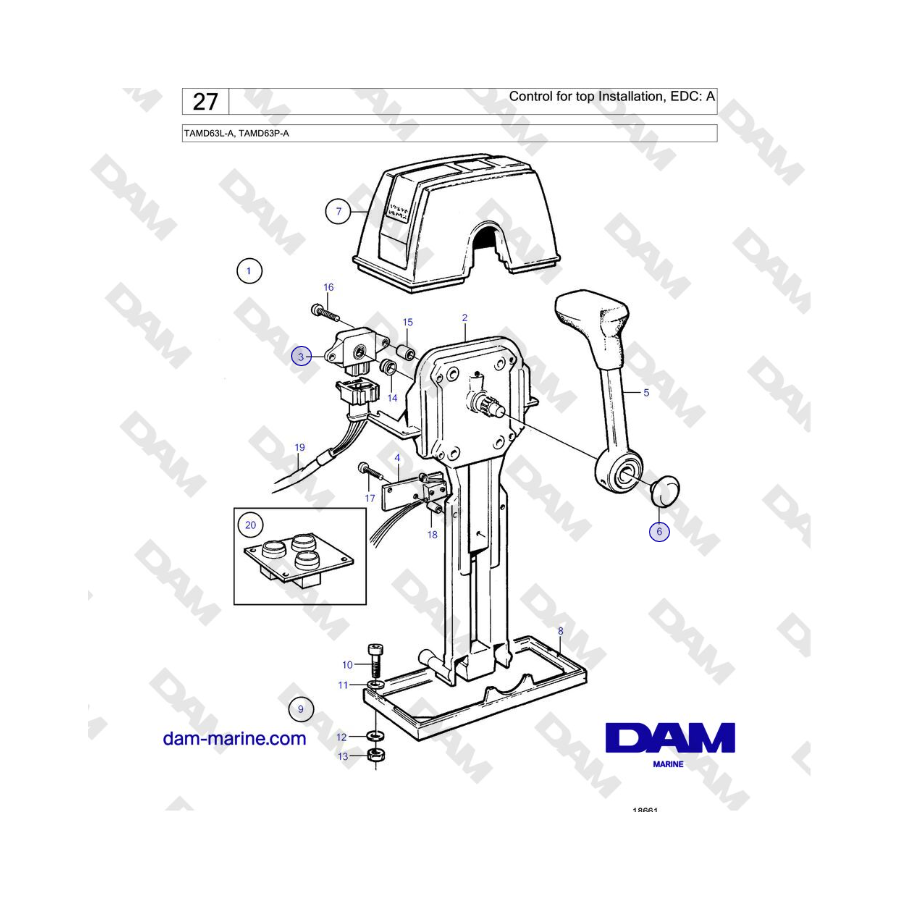 Volvo Penta TAMD63L-A, TAMD63P-A - Control para instalación superior, EDC: A