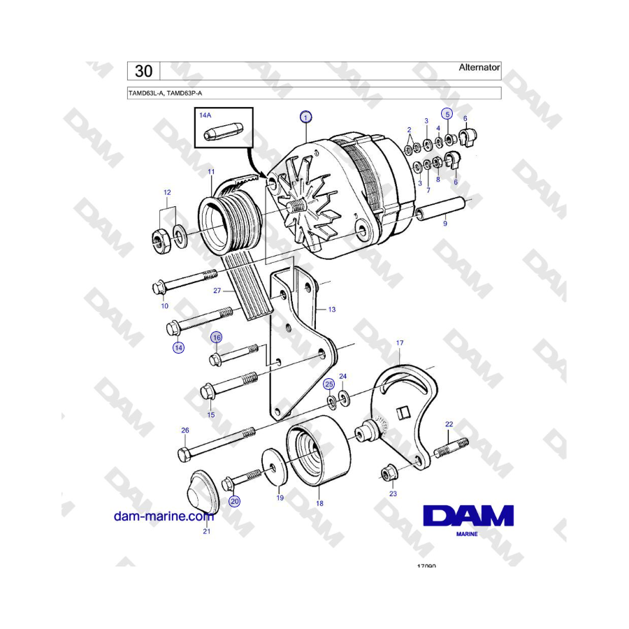 Volvo Penta TAMD63L-A, TAMD63P-A - Alternador