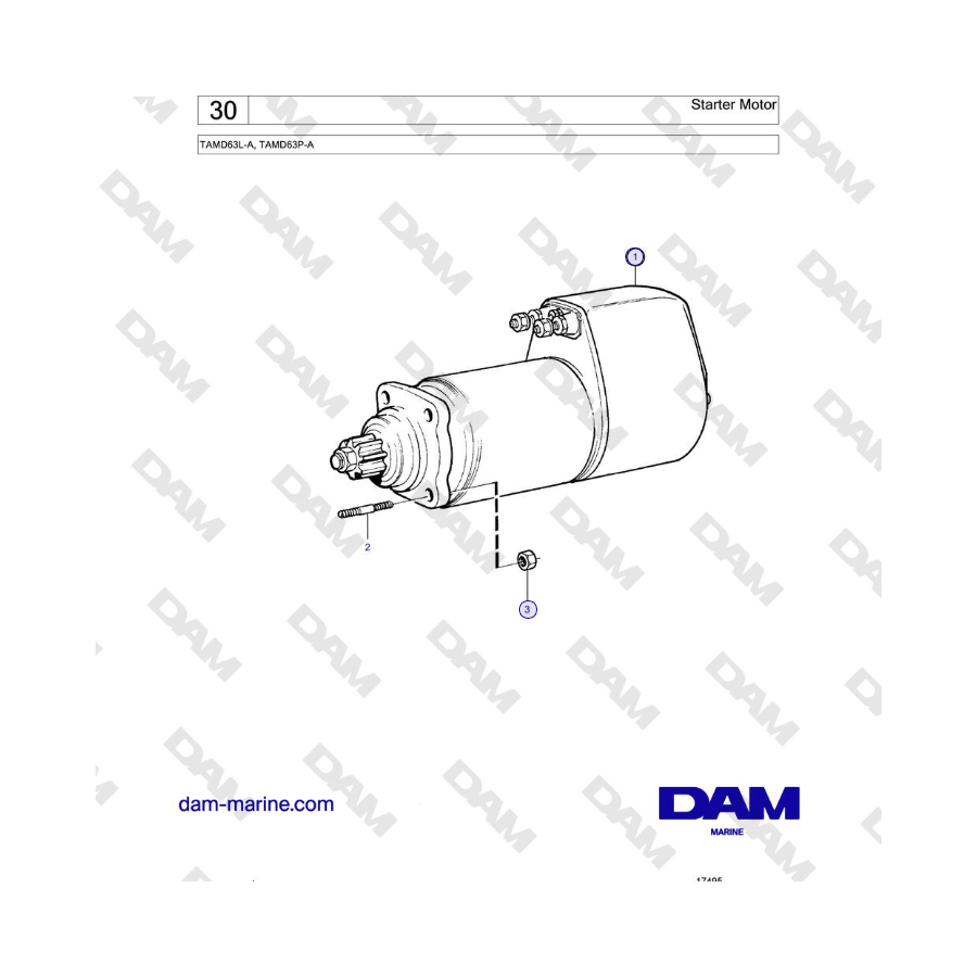 Volvo Penta TAMD63L-A, TAMD63P-A - Motorino di avviamento