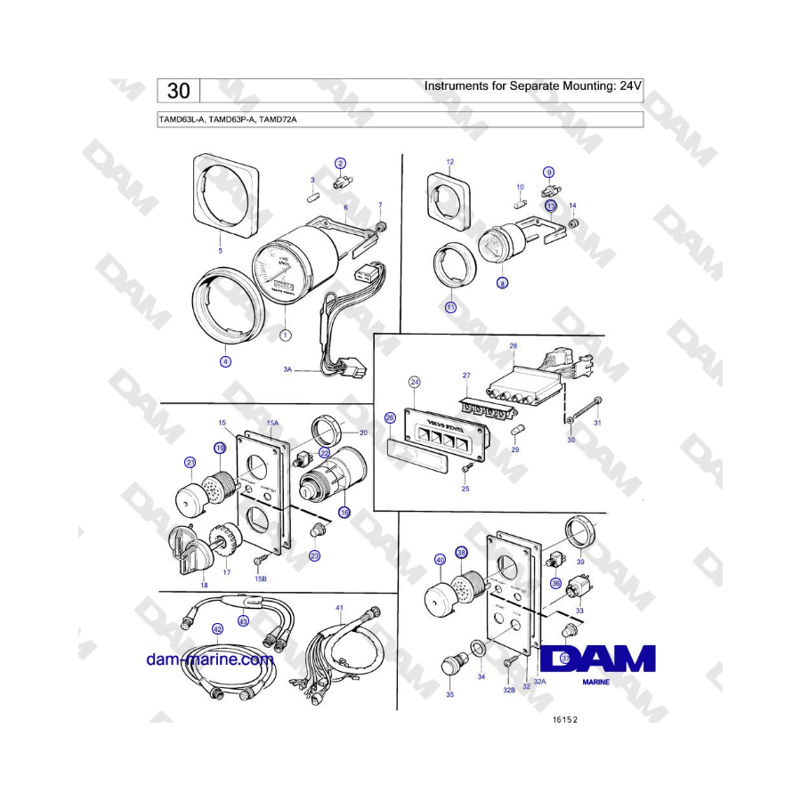Volvo Penta TAMD63L-A, TAMD63P-A, TAMD72A - Strumenti per montaggio separato: 24 V