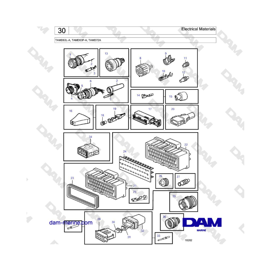 Volvo Penta TAMD63L-A, TAMD63P-A, TAMD72A - Materiales eléctricos