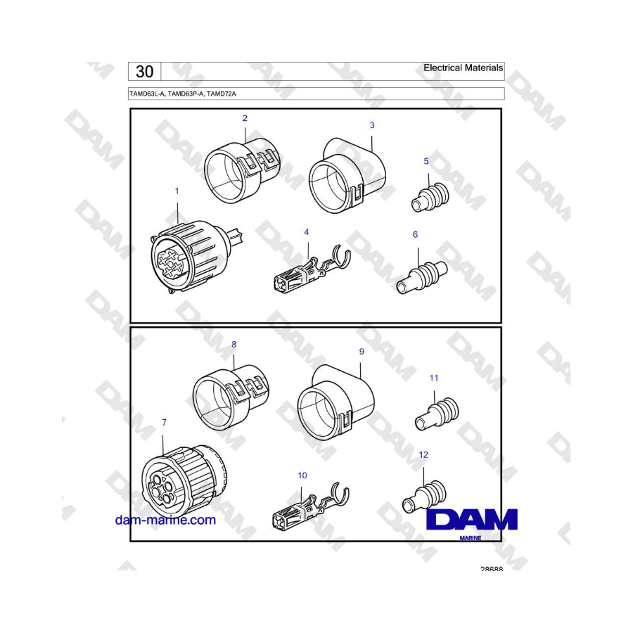 Volvo Penta TAMD63L-A, TAMD63P-A, TAMD72A - Materiali elettrici 