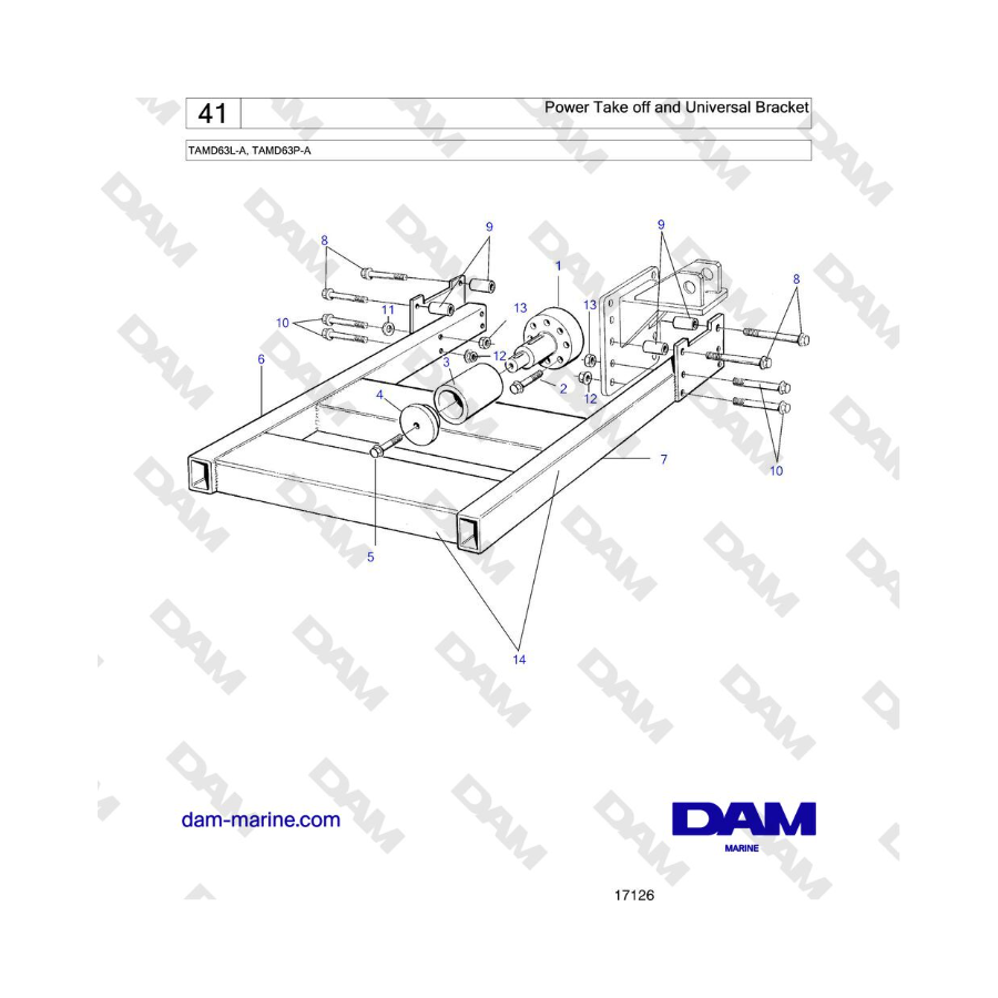 Volvo Penta TAMD63L-A, TAMD63P-A - Toma de fuerza y soporte universal