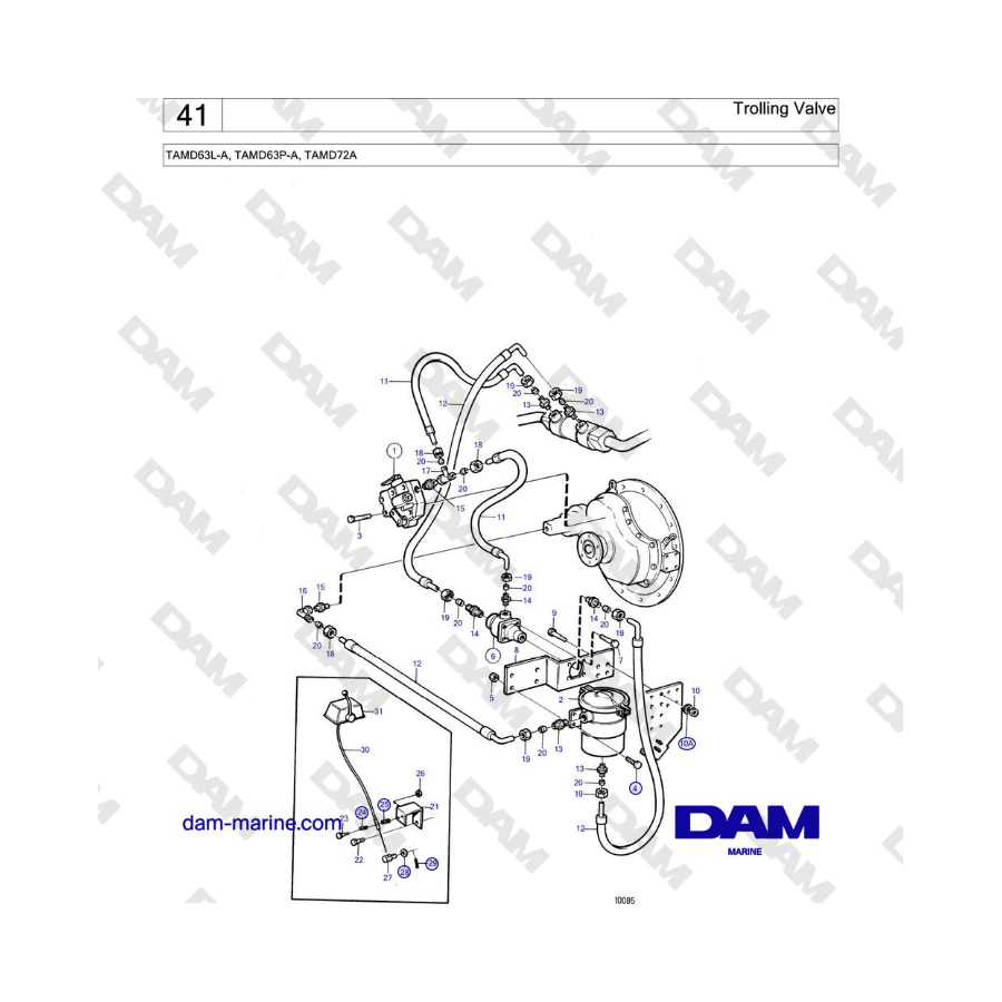 Volvo Penta TAMD63L-A, TAMD63P-A, TAMD72A - Válvula de arrastre