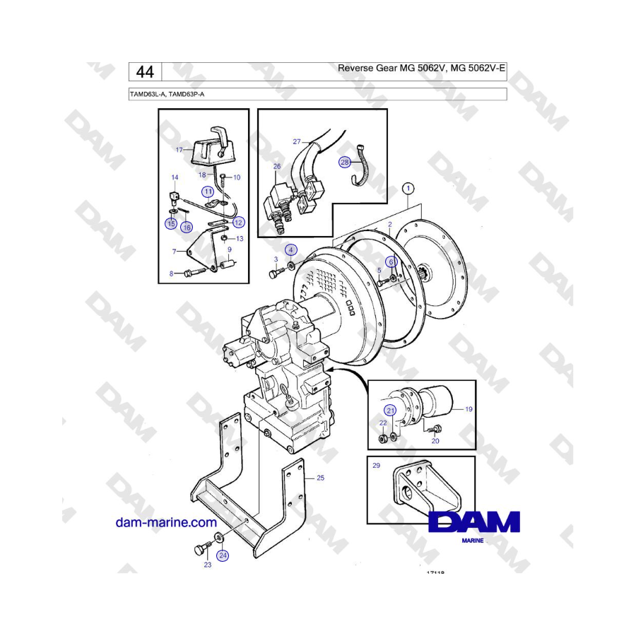 Volvo Penta TAMD63L-A, TAMD63P-A - Marcha atrás MG 5062V, MG 5062V-E