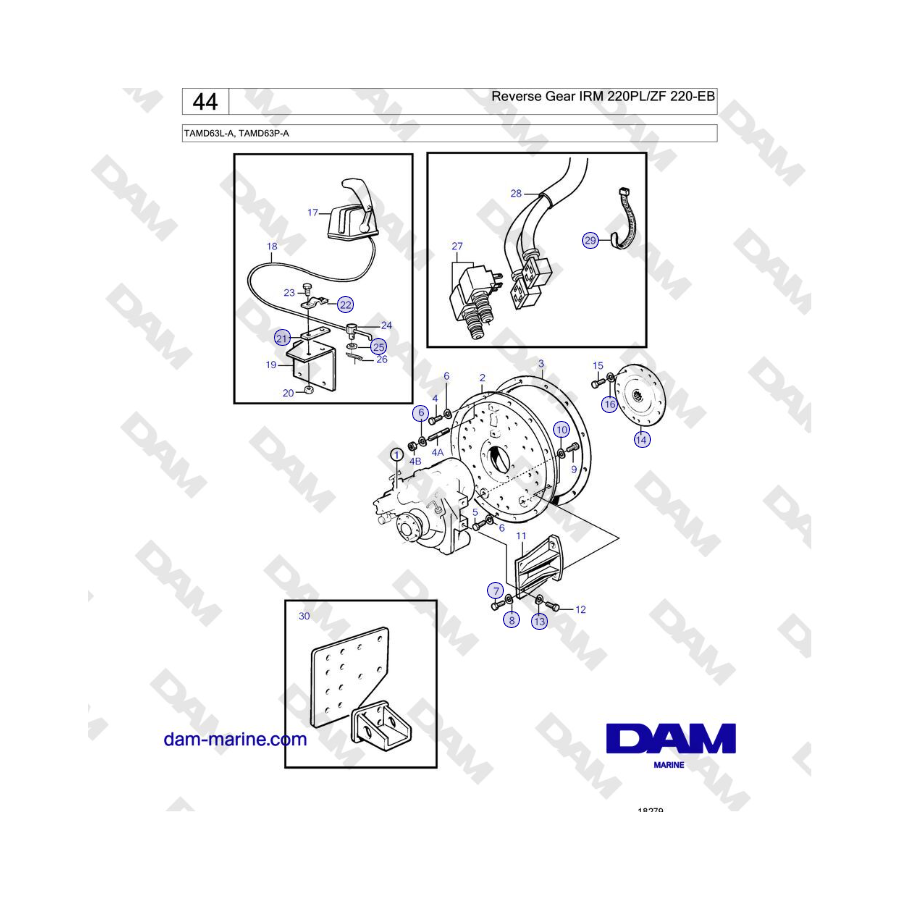 Volvo Penta TAMD63L-A, TAMD63P-A - Marcha atrás IRM 220PL/ ZF 220-EB 