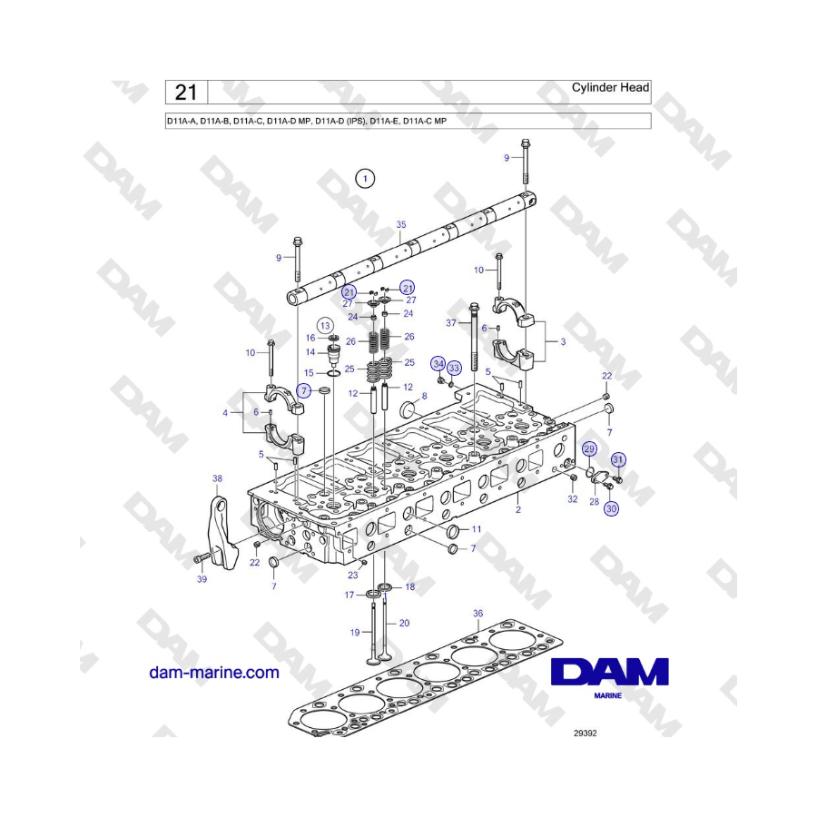 Culata Volvo Penta D11A-A, D11A-B, D11A-C, D11A-D MP, D11A-D (IPS), D11A-E, D11A-C MP