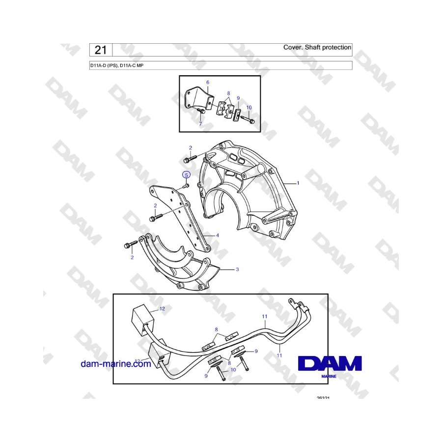 Volvo Penta D11A-D (IPS), D11A-C MP - Copertura. Protezione dell'albero