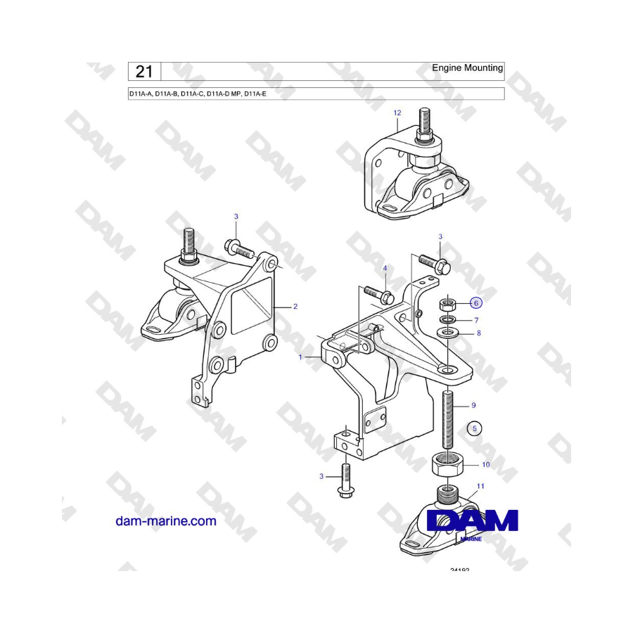 Volvo Penta D11A-A, D11A-B, D11A-C, D11A-D MP, D11A-E - Supporto motore