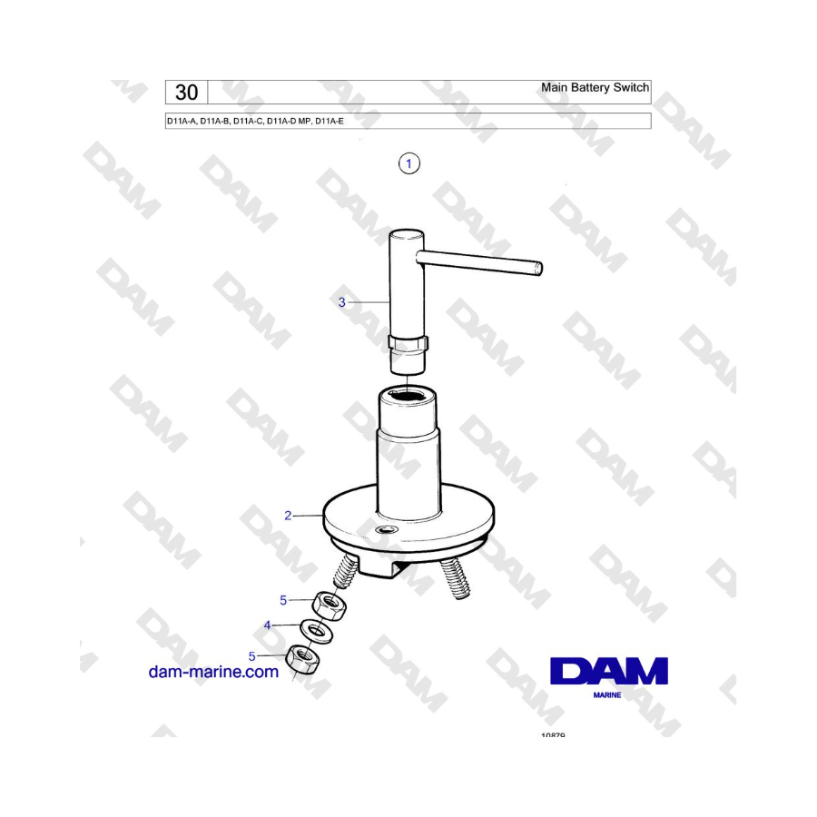 Volvo Penta D11A-A, D11A-B, D11A-C, D11A-D MP, D11A-E - Interruttore principale della batteria