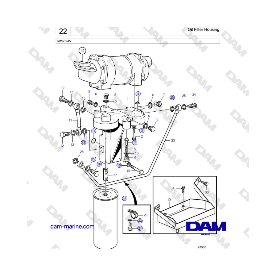 Volvo Penta TAMD103A - Alloggiamento filtro olio
