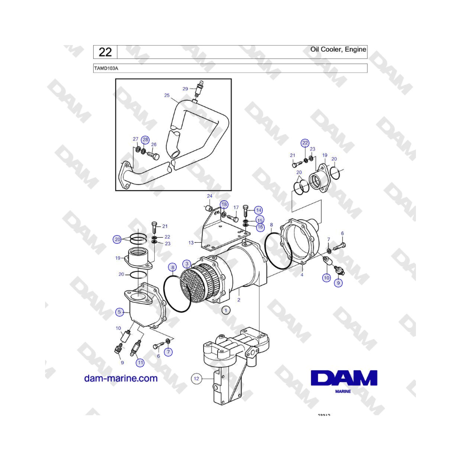 Volvo Penta TAMD103A - Enfriador de aceite del motor