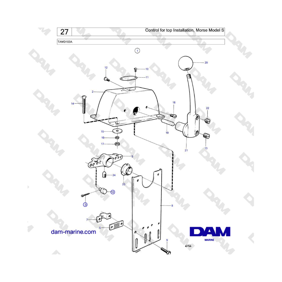 Volvo Penta TAMD103A - Controllo per installazione superiore, modello Morse S