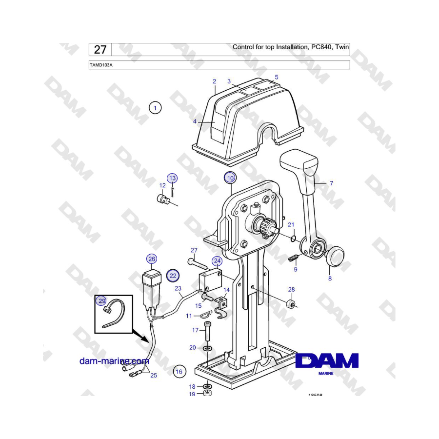 Volvo Penta TAMD103A - Control para instalación superior, PC840, Twin 