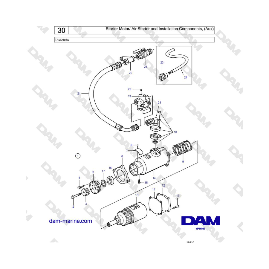 Volvo Penta TAMD103A - Motor de arranque/Arranque neumático y componentes de instalación (auxiliar)
