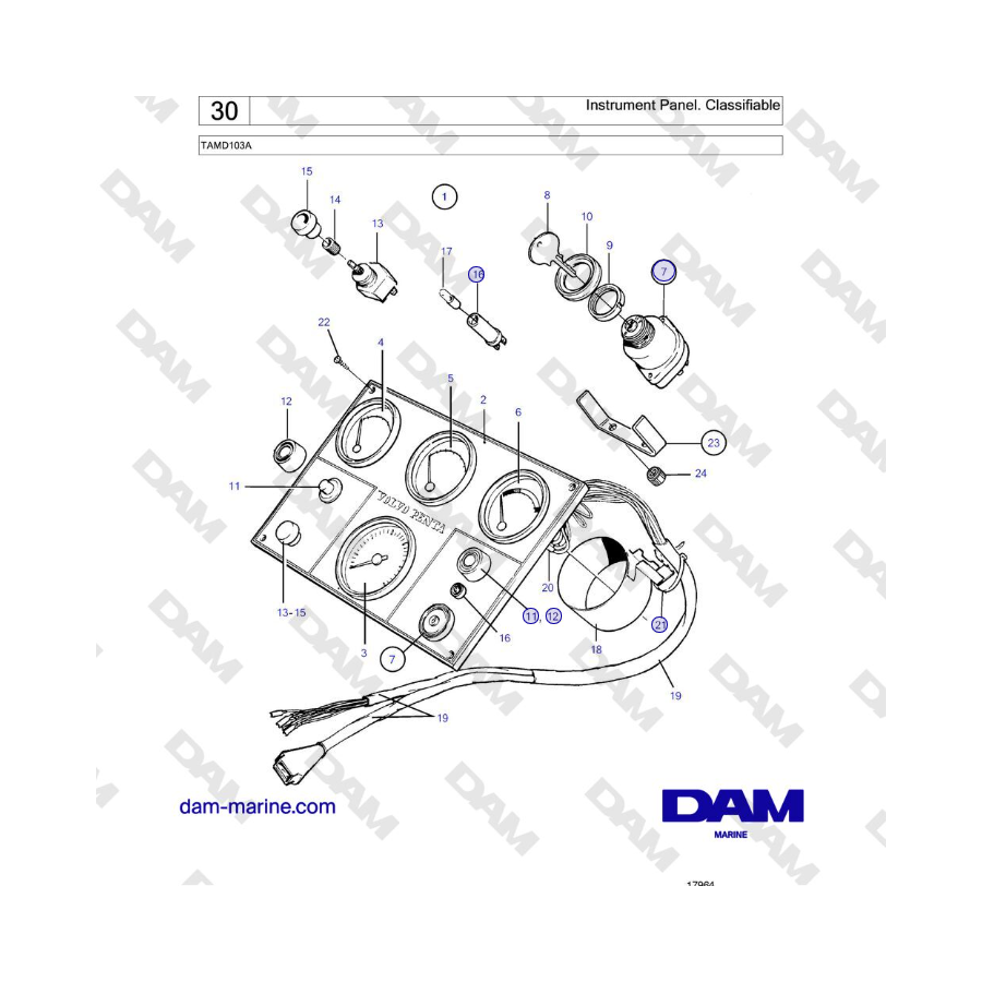 Volvo Penta TAMD103A - Panel de instrumentos. Clasificable 