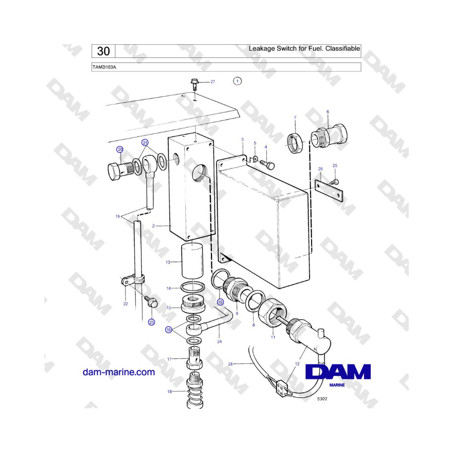Volvo Penta TAMD103A - Interruttore di perdita per carburante. Classificabile 