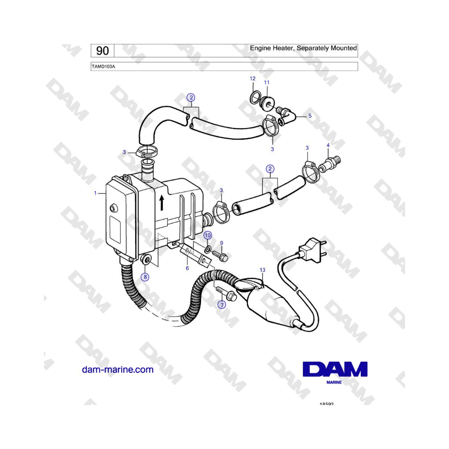 Volvo Penta TAMD103A - Riscaldatore motore, montato separatamente