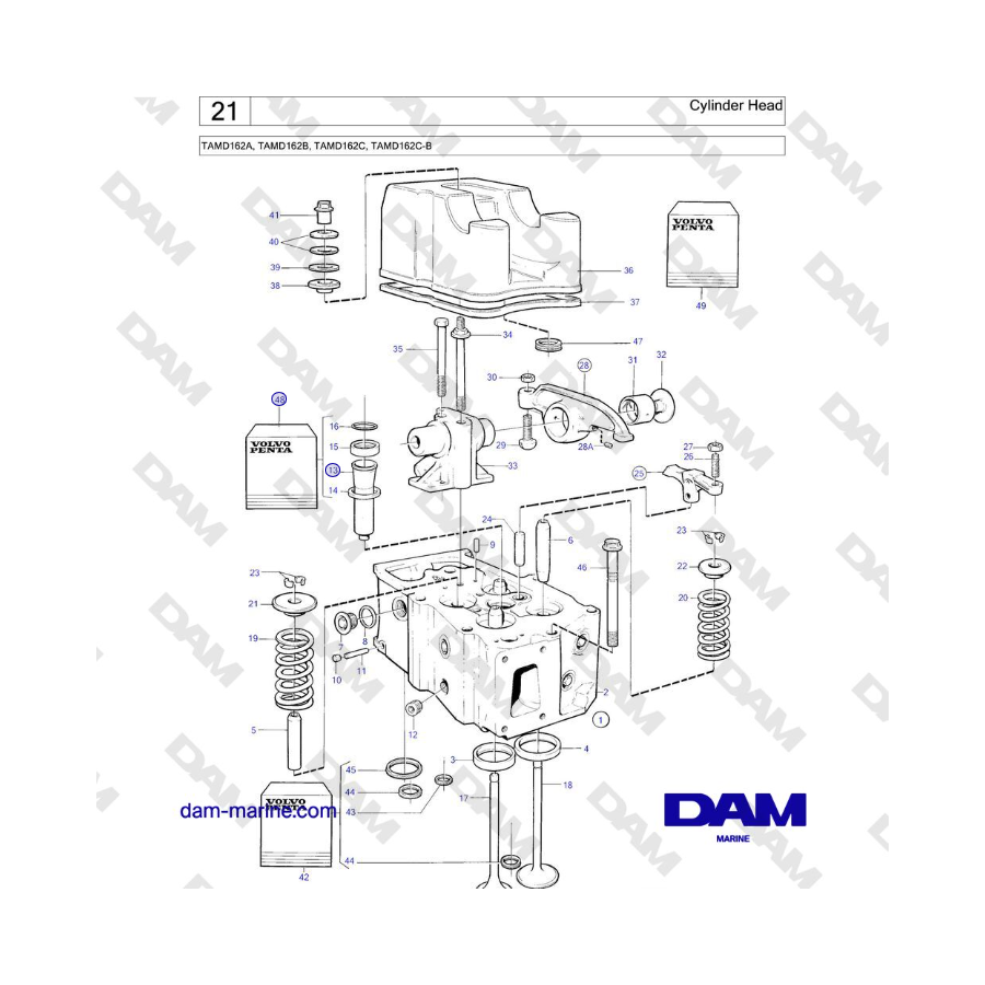 Volvo Penta TAMD162A, TAMD162B, TAMD162C, TAMD162C-B - Testata 