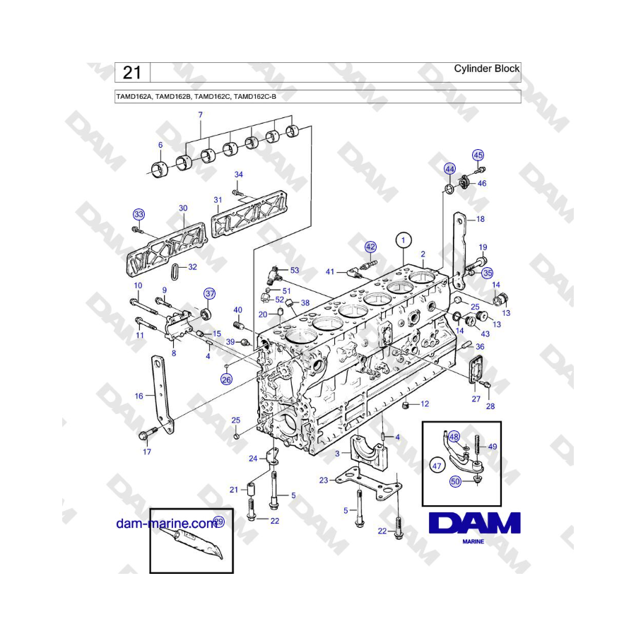 Bloque de cilindros Volvo Penta TAMD162A, TAMD162B, TAMD162C, TAMD162C-B