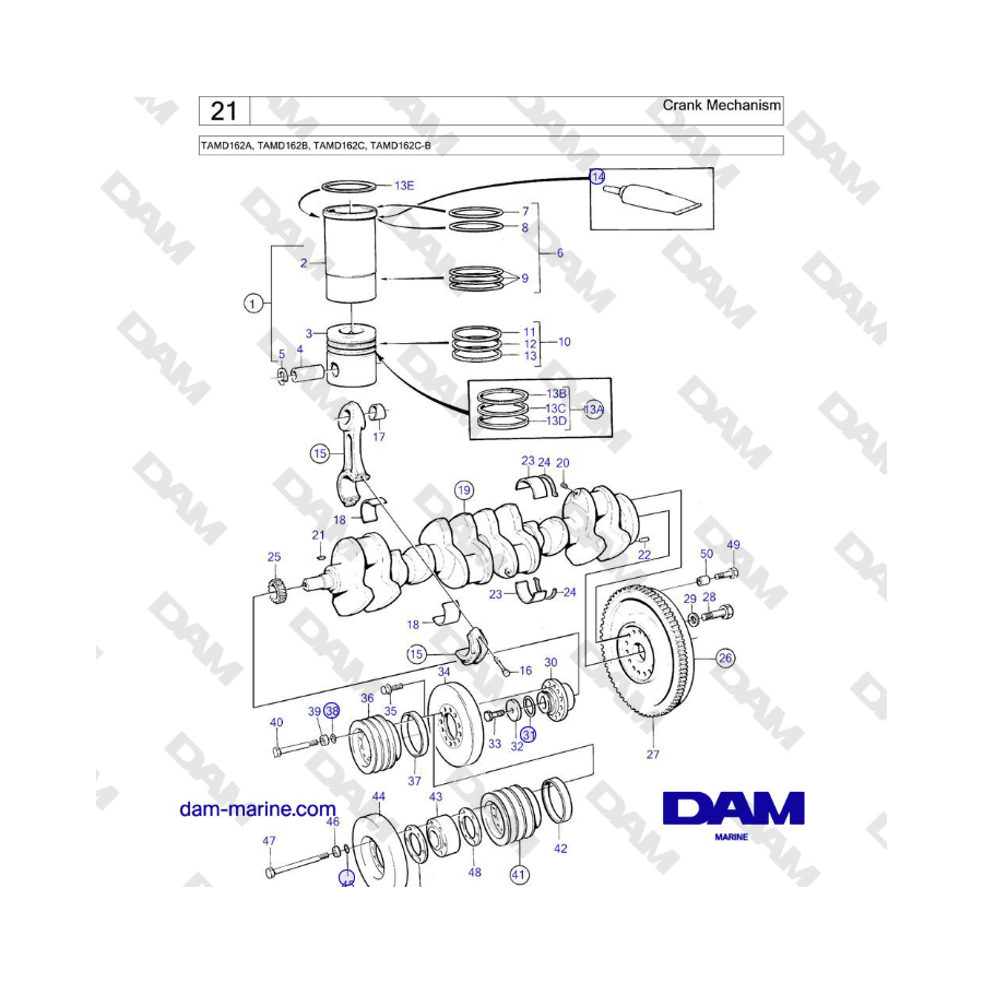 Volvo Penta TAMD162A, TAMD162B, TAMD162C, TAMD162C-B - Meccanismo a manovella