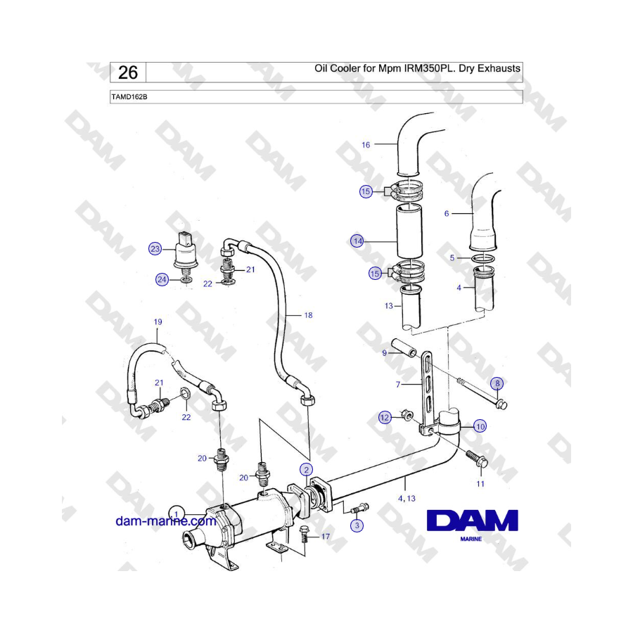 Volvo Penta TAMD162B - Radiatore dell'olio per Mpm IRM350PL. Scarichi secchi 