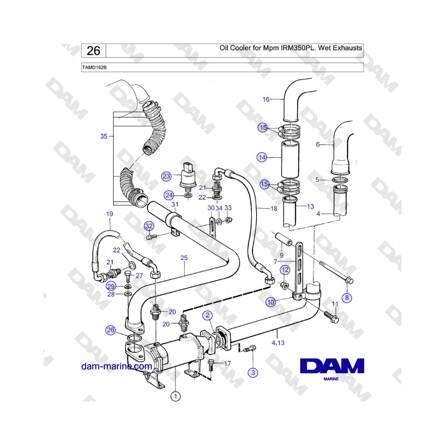 Volvo Penta TAMD162B - Oil Cooler for Mpm IRM350PL. Wet Exhausts