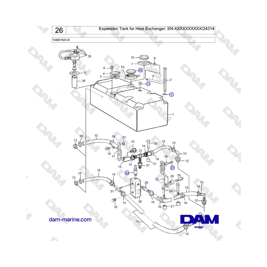 Volvo Penta TAMD162C-B - Tanque de expansión para intercambiador de calor