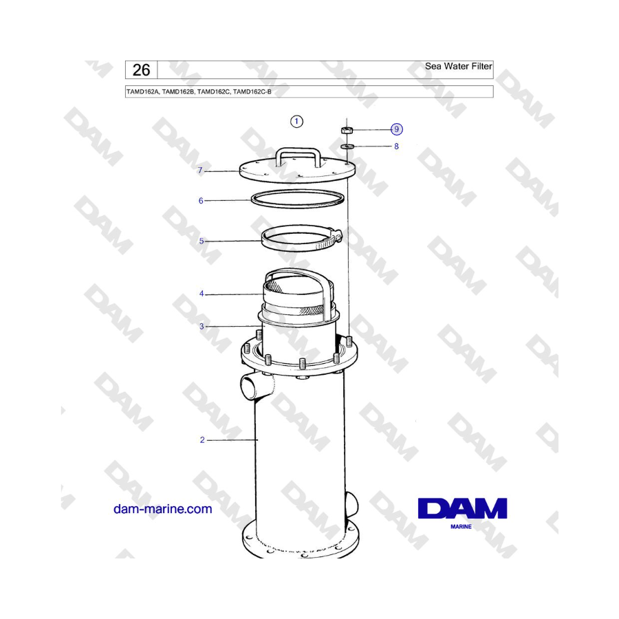 Volvo Penta TAMD162A, TAMD162B, TAMD162C, TAMD162C-B - Sea Water Filter