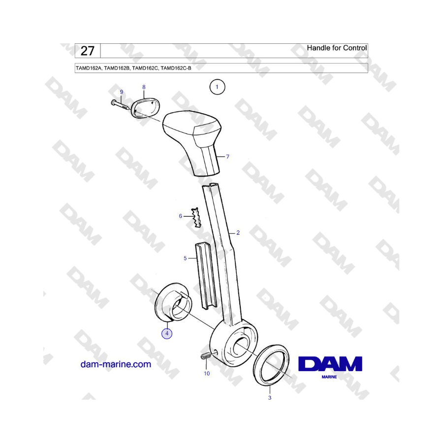 Volvo Penta TAMD162A, TAMD162B, TAMD162C, TAMD162C-B - Leva di comando